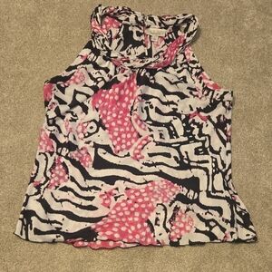 Dressbarn Abstract Pink and Black Women's Top Size XL